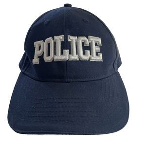 Police Hat Cap Adults Blue White Strap Back Logo Adjustable‎ Embroidered Mens